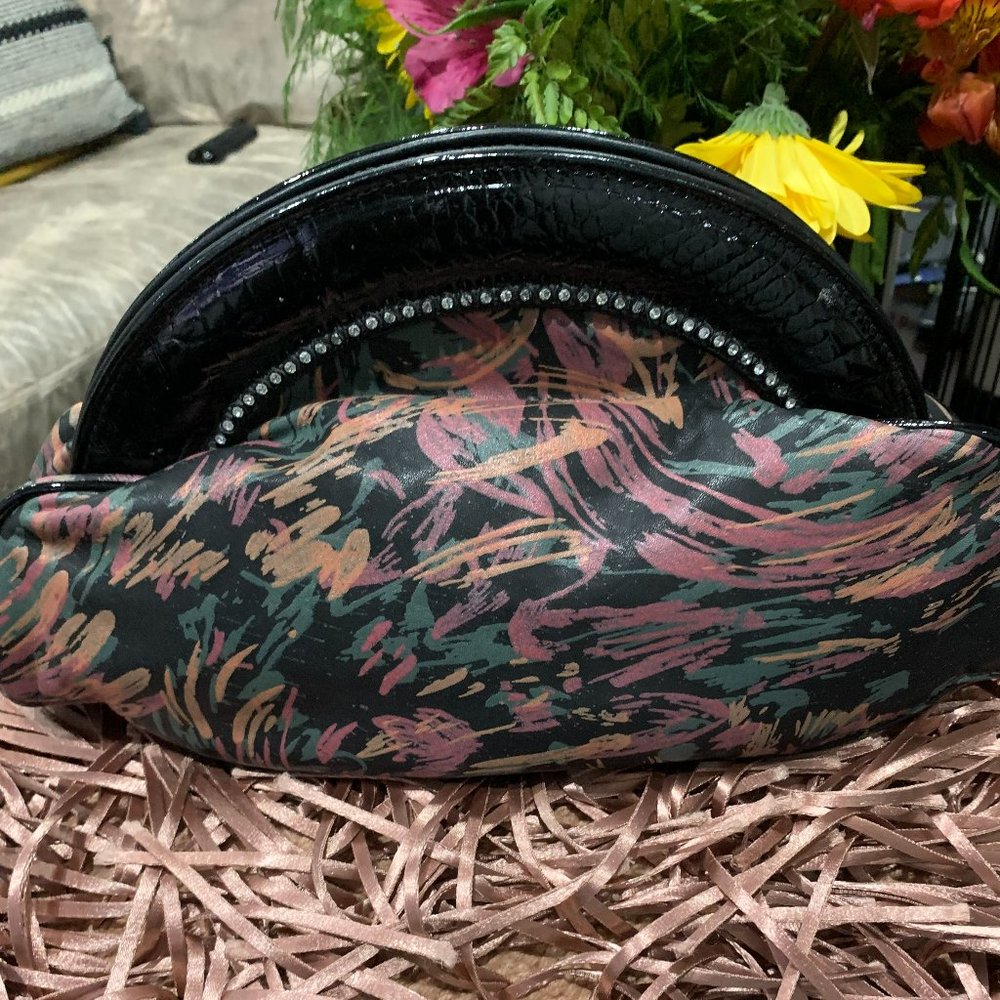 Vintage Aviva Collection Genuine Leather Paint Splashed Style Handbag